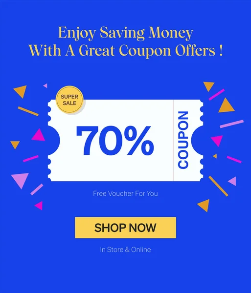 Coupon Voucher Negozio Online Godere Risparmiare Denaro Con Grande Coupon — Vettoriale Stock