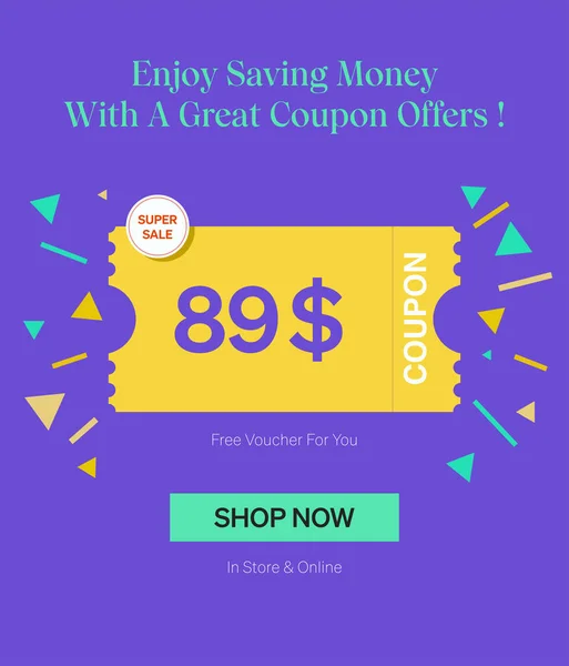 Coupon Voucher Στο Κατάστημα Και Online Απολαύστε Εξοικονόμηση Χρημάτων Μια — Διανυσματικό Αρχείο