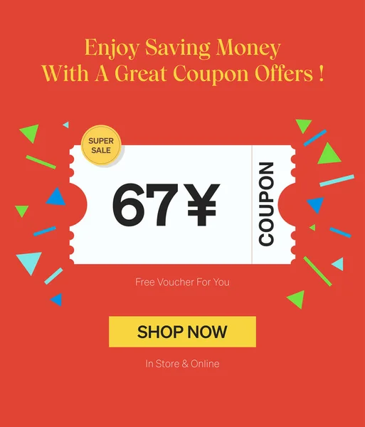 Coupon Yen Voucher Στο Κατάστημα Και Online Απολαύστε Εξοικονόμηση Χρημάτων — Διανυσματικό Αρχείο