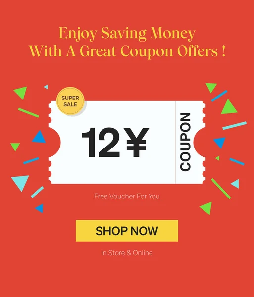 Coupon Yen Voucher Store Online Enjoy Saving Money Great Coupons — Stock Vector