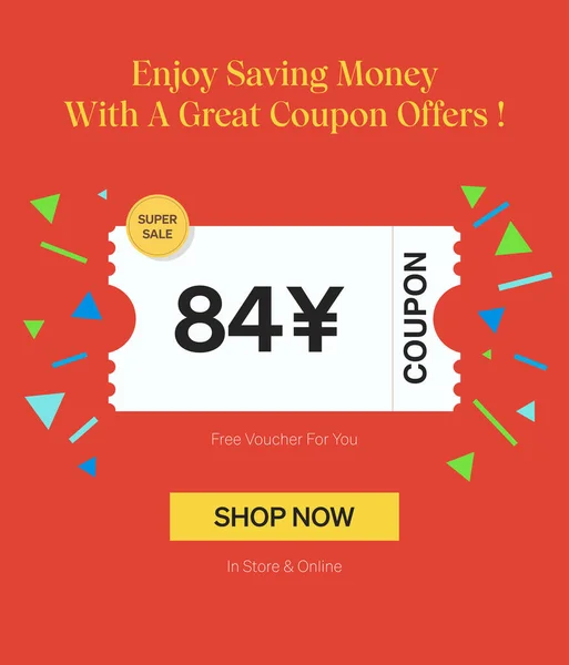 Coupon Yen Voucher Negozio Online Godere Risparmiare Denaro Con Grande — Vettoriale Stock