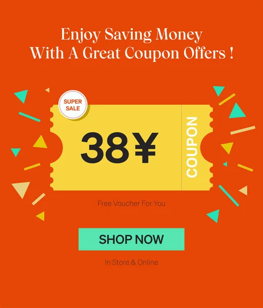 Coupon Yen Voucher Store Online Enjoy Saving Money Great Coupons — Stock Vector