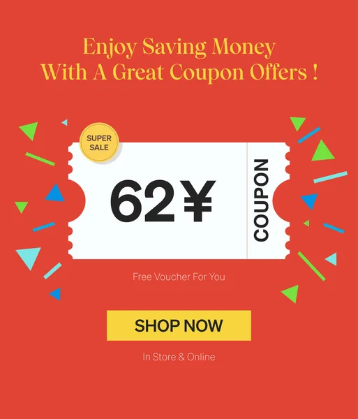 Coupon Yen Voucher Negozio Online Godere Risparmiare Denaro Con Grande — Vettoriale Stock