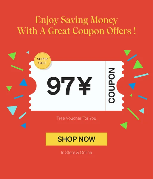 Coupon Yen Voucher Store Online Enjoy Saving Money Great Coupons — Stock Vector
