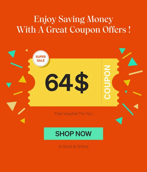 Coupon Voucher Store Online Enjoy Saving Money Great Coupons Template — Stock Vector