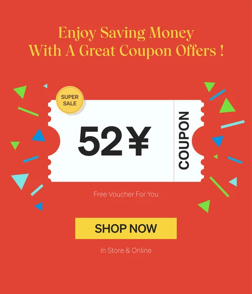 Coupon Yen Voucher Store Online Enjoy Saving Money Great Coupons — Stock Vector