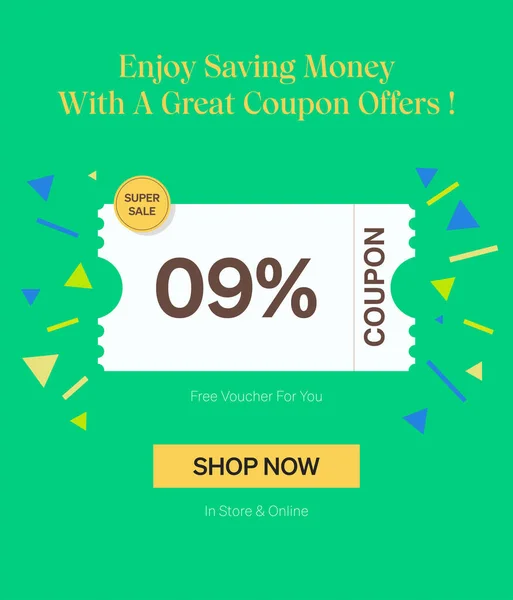 Coupon Voucher Negozio Online Godere Risparmiare Denaro Con Grande Coupon — Vettoriale Stock