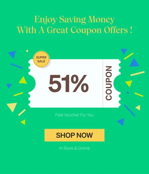 Coupon Bon Magasin Ligne Profitez Économiser Argent Avec Excellent Modèle — Image vectorielle