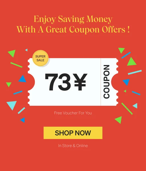 Coupon Yen Voucher Store Online Enjoy Saving Money Great Coupons — Stock Vector