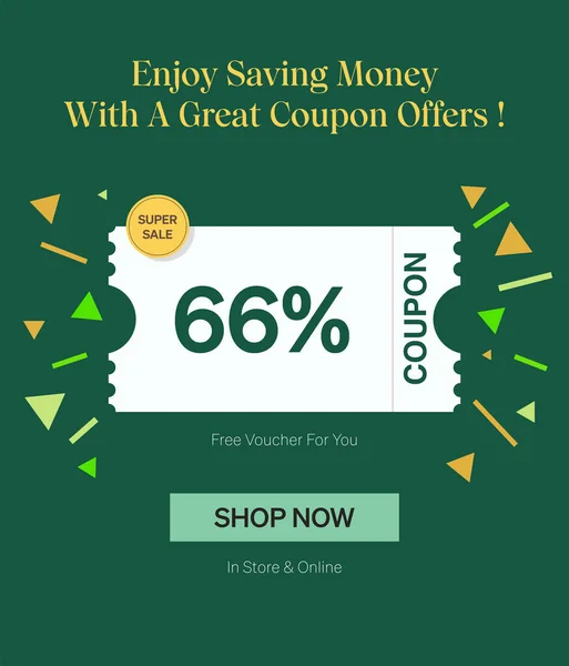 Coupon Voucher Negozio Online Godere Risparmiare Denaro Con Grande Coupon — Vettoriale Stock