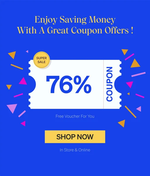 Coupon Voucher Store Online Enjoy Saving Money Great Coupons Template — Stock Vector