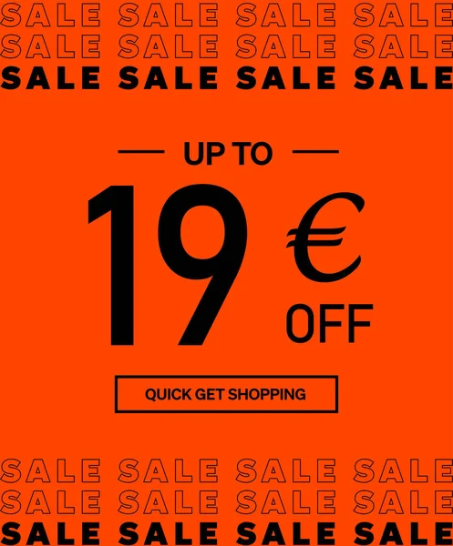 Vendita Fino Euro Sconto Giornata Dello Shopping Poster Banner Con — Vettoriale Stock