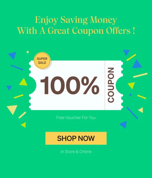 Coupon 100 Voucher Negozio Online Godere Risparmiare Denaro Con Grande — Vettoriale Stock