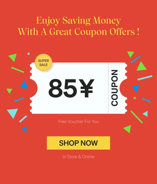 Coupon Yen Voucher Winkel Online Geniet Van Geld Besparen Met — Stockvector