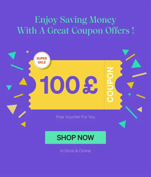 Coupon 100 Pound Voucher Magasin Ligne Profitez Économiser Argent Avec — Image vectorielle