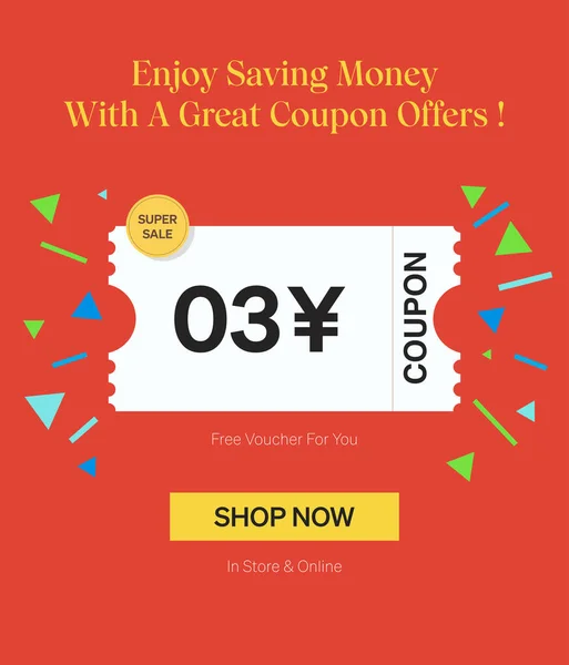 Coupon Yen Voucher Store Online Enjoy Saving Money Great Coupons — Stock Vector