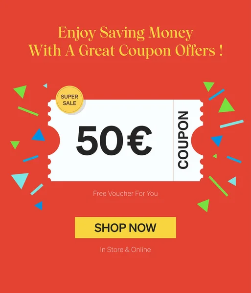 Coupon Euro Voucher Winkel Online Geniet Van Geld Besparen Met — Stockvector