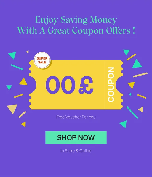 Coupon Pound Voucher Store Online Enjoy Saving Money Great Coupons — Stock Vector