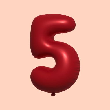 Gerçekçi metalik hava balonu 3D görüntülemesinden yapılmış 53D numara balon. Satılık parti dekorasyonu için 3 boyutlu kırmızı helyum balonları, kutlama yıldönümü, düğün tatili. Vektör illüstrasyonu