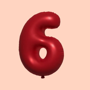 Gerçekçi metalik hava balonu 3D görüntülemesinden yapılmış 6 boyutlu 3 boyutlu balon. Satılık parti dekorasyonu için 3 boyutlu kırmızı helyum balonları, kutlama yıldönümü, düğün tatili. Vektör illüstrasyonu