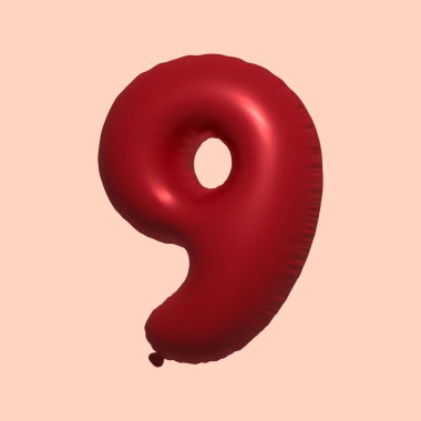 Gerçekçi metalik hava balonundan yapılmış 93D numaralı balon 3D görüntüleme. Satılık parti dekorasyonu için 3 boyutlu kırmızı helyum balonları, kutlama yıldönümü, düğün tatili. Vektör illüstrasyonu