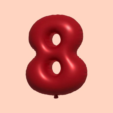 Gerçekçi metalik hava balonu 3D görüntülemesinden yapılmış 83D numara balon. Satılık parti dekorasyonu için 3 boyutlu kırmızı helyum balonları, kutlama yıldönümü, düğün tatili. Vektör illüstrasyonu