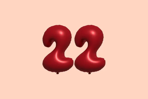 Zahlenballon Aus Realistischem Metallluftballon Rendering Red Helium Luftballons Zum Verkauf — Stockvektor