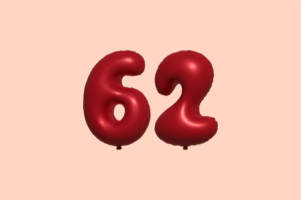 Balão Número Feito Balão Metálico Realista Renderização Balões Hélio Vermelho — Vetor de Stock