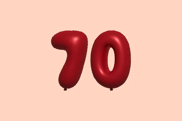 Číslo Balón Realistického Kovového Vzduchového Balónu Rendering Červené Helium Balónky — Stockový vektor
