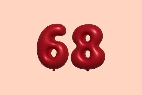 Balon Numer Wykonany Realistycznego Metalicznego Balonu Renderingu Powietrza Czerwony Hel — Wektor stockowy