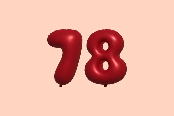 Číslo Balón Realistického Kovového Vzduchového Balónu Rendering Červené Helium Balónky — Stockový vektor