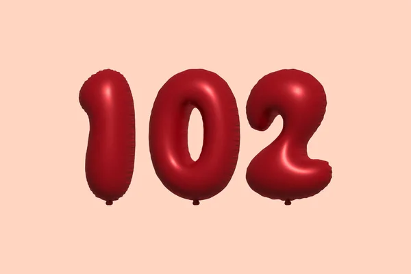 102 Nombre Ballon Ballon Air Métallique Réaliste Rendu Red Ballons — Image vectorielle