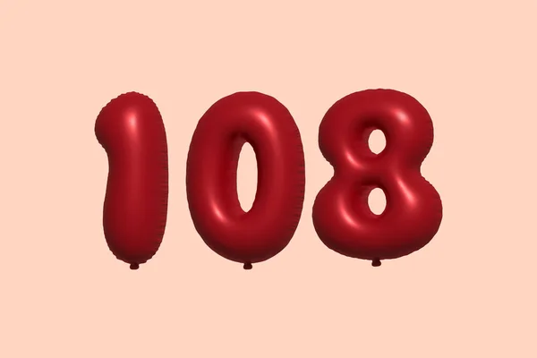 1083D数字气球 由现实的金属气球3D渲染而成 3D红氦气气球销售装饰派对生日 结婚纪念日 婚庆假期 矢量说明 — 图库矢量图片