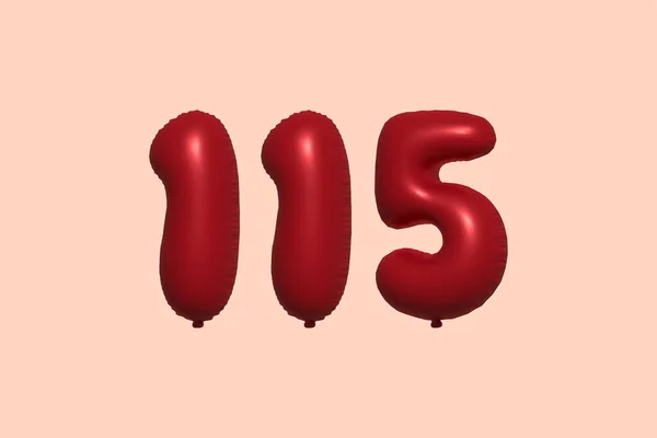 115 Nombre Ballon Ballon Air Métallique Réaliste Rendu Red Ballons — Image vectorielle