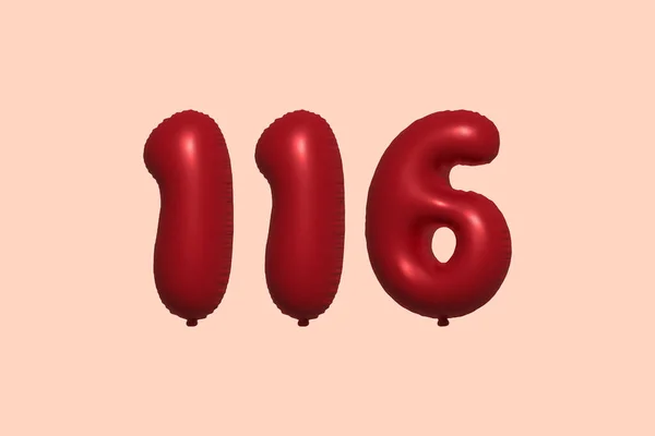 116 Ballon Numérique Ballon Air Métallique Réaliste Rendu Red Ballons — Image vectorielle