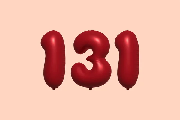 131 Balão Número Feito Balão Metálico Realista Renderização Balões Hélio —  Vetores de Stock