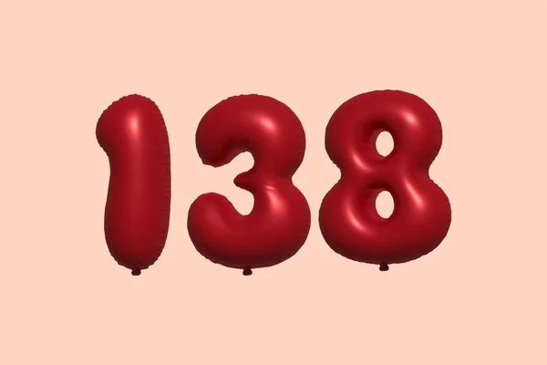 138 Balão Número Feito Balão Metálico Realista Renderização Balões Hélio —  Vetores de Stock