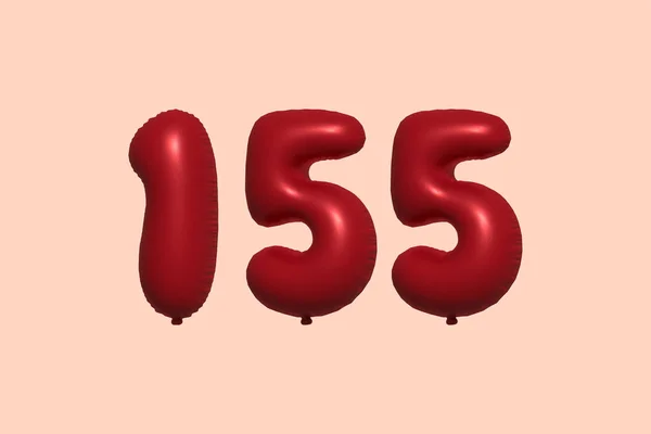 155 Nombre Ballon Ballon Air Métallique Réaliste Rendu Red Ballons — Image vectorielle