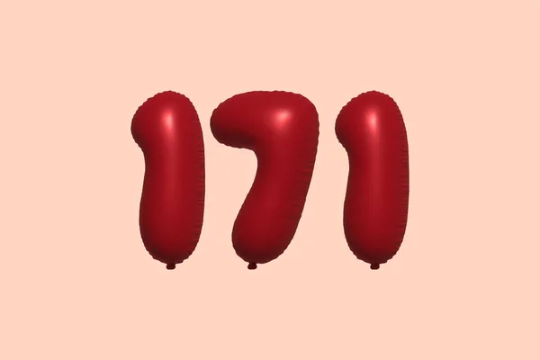 171 Шарик Реалистичного Металлического Воздушного Шара Рендеринга Красного Гелия Воздушные — стоковый вектор