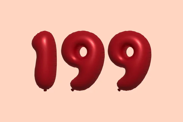 199 Μπαλόνι Αριθμού Κατασκευασμένο Από Ρεαλιστικό Μεταλλικό Μπαλόνι Αέρα Απόδοση — Διανυσματικό Αρχείο