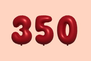 33D numaralı balon gerçekçi metalik hava balonu 3D görüntüleme. Satılık parti dekorasyonu için 3 boyutlu kırmızı helyum balonları, kutlama yıldönümü, düğün tatili. Vektör illüstrasyonu