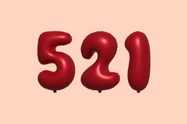 523d numaralı balon gerçekçi metalik hava balonu 3D görüntüleme. Satılık parti dekorasyonu için 3 boyutlu kırmızı helyum balonları, kutlama yıldönümü, düğün tatili. Vektör illüstrasyonu