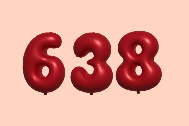 3D gerçekçi metalik hava balonundan yapılmış 63D numaralı balon. Satılık parti dekorasyonu için 3 boyutlu kırmızı helyum balonları, kutlama yıldönümü, düğün tatili. Vektör illüstrasyonu