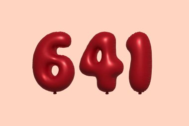 3D gerçekçi metalik hava balonundan yapılmış 643d numaralı balon. Satılık parti dekorasyonu için 3 boyutlu kırmızı helyum balonları, kutlama yıldönümü, düğün tatili. Vektör illüstrasyonu
