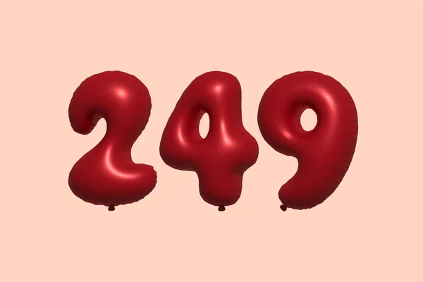 249 Balão Número Feito Balão Metálico Realista Renderização Balões Hélio —  Vetores de Stock