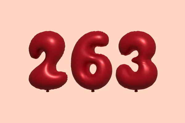 263 Balão Número Feito Balão Metálico Realista Renderização Balões Hélio —  Vetores de Stock