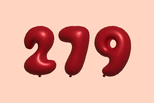 279 Шарик Реалистичного Металлического Воздушного Шара Рендеринга Красного Гелия Воздушные — стоковый вектор