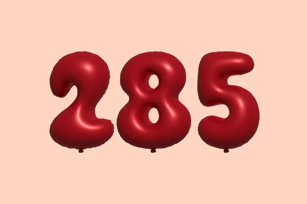 285 Number Balloon Made Realistic Metallic Air Balloon Rendering Red — Stock Vector