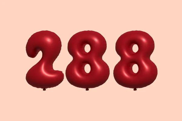 現実的な金属空気バルーン3Dレンダリングで作られた288 3D番号バルーン 販売の装飾パーティーの誕生日 お祝いの記念日 結婚式の休日のための3Dレッドヘリウム風船 ベクターイラスト — ストックベクタ