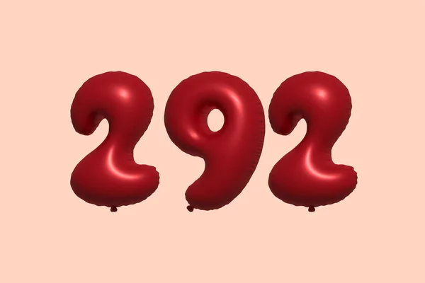 292 Aantal Ballon Gemaakt Van Realistische Metalen Luchtballon Rendering Rode — Stockvector